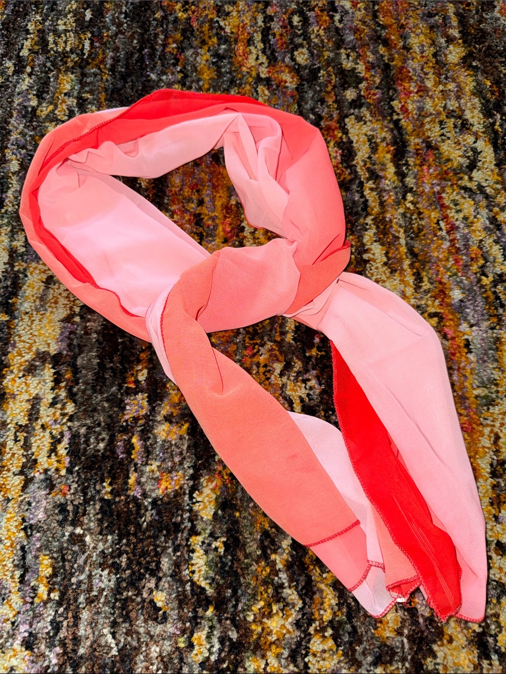 Versatile Red-Pink Ombre Chiffon Scarf